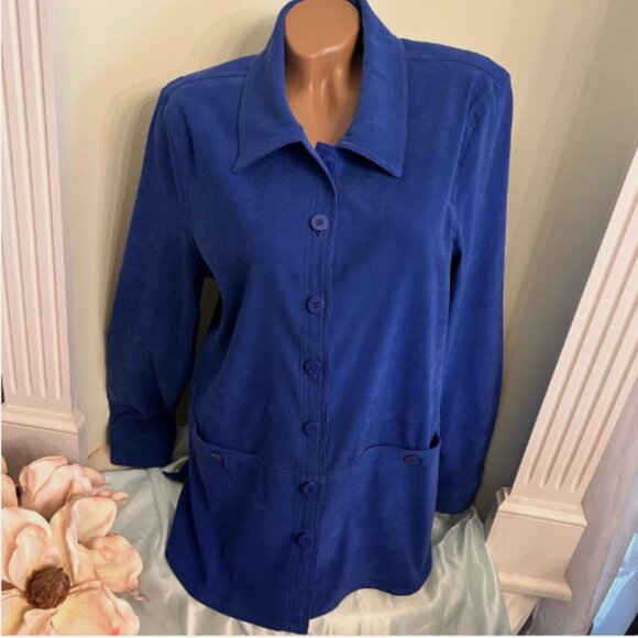 Appleseed’s. Size Large. Suede Cloth. Blue. Long Sleeve. Shacket AL - Picture 1 of 6